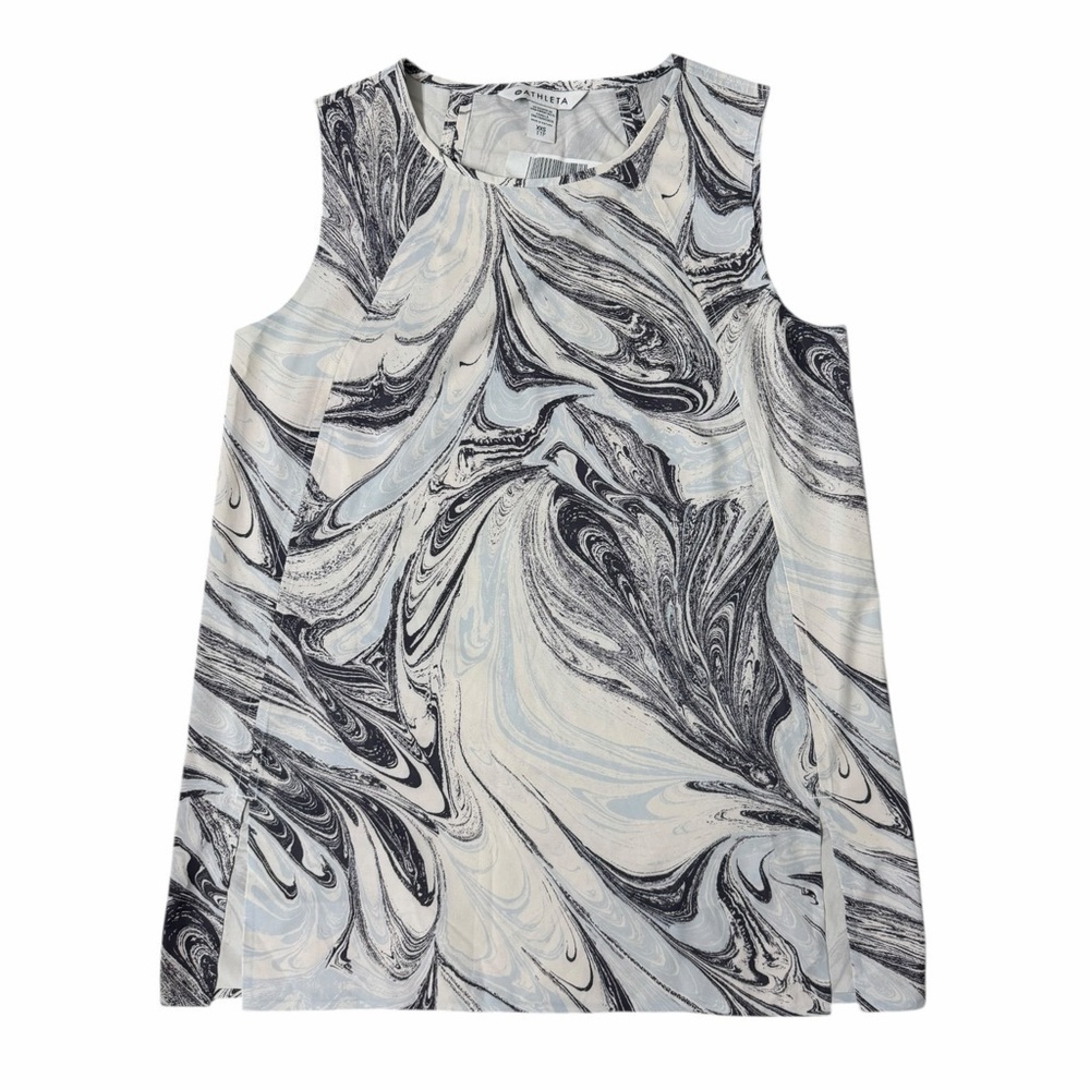Athleta Black, Blue and White Swirl Tank Top
